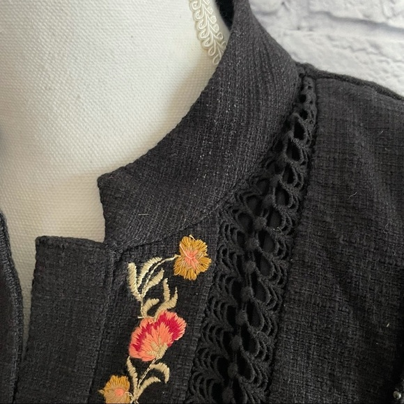 Chico’s Floral Embroidered and Lace Open Front Jacket Size 0P (Petite) Boho - Picture 8 of 10
